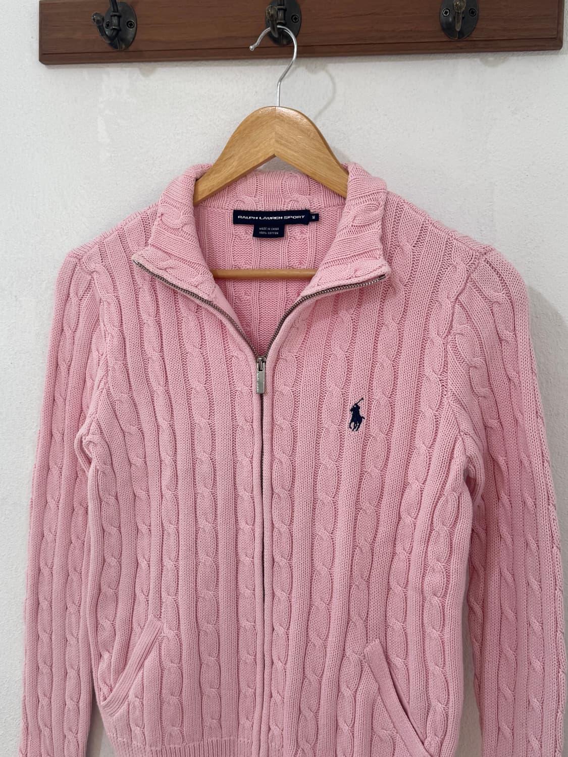 폴로 연핑크 꽈배기 집업 상품이미지1