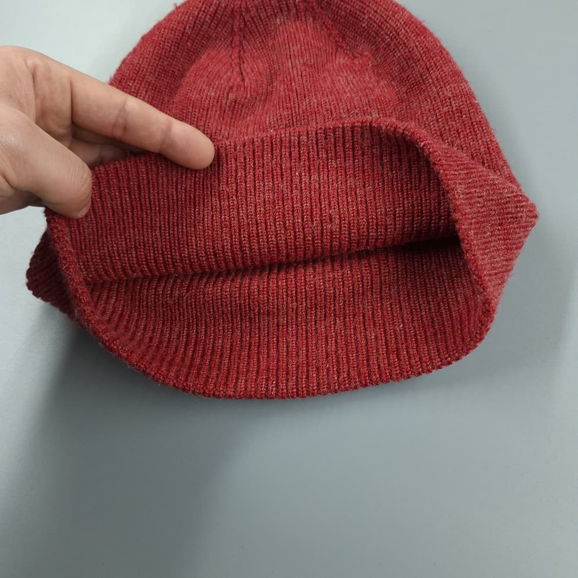 빈티지 피그먼트 레드 심플 울100 숏비니 비니 FREE 상품이미지6