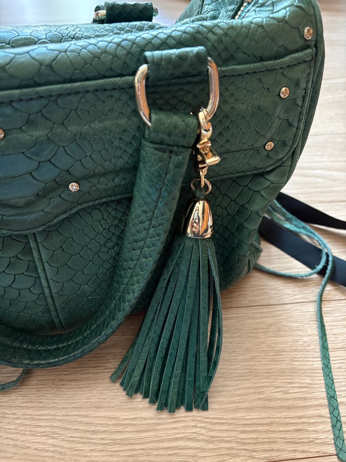 레베카밍코프 그린 뱀피 탑핸들 보스턴백 상품이미지2