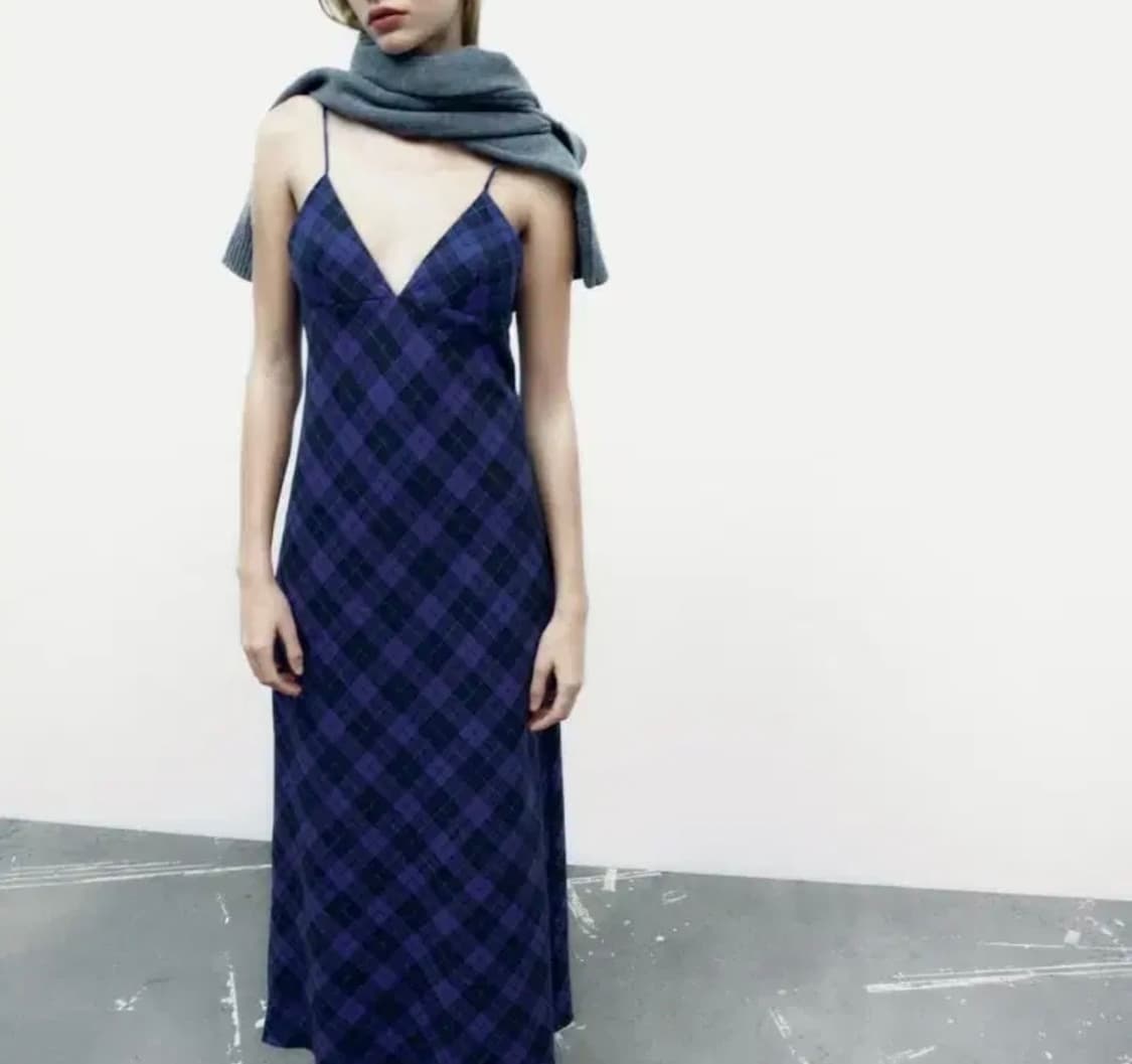 자라 체크 플란넬 원피스 xs 사이즈 상품이미지1