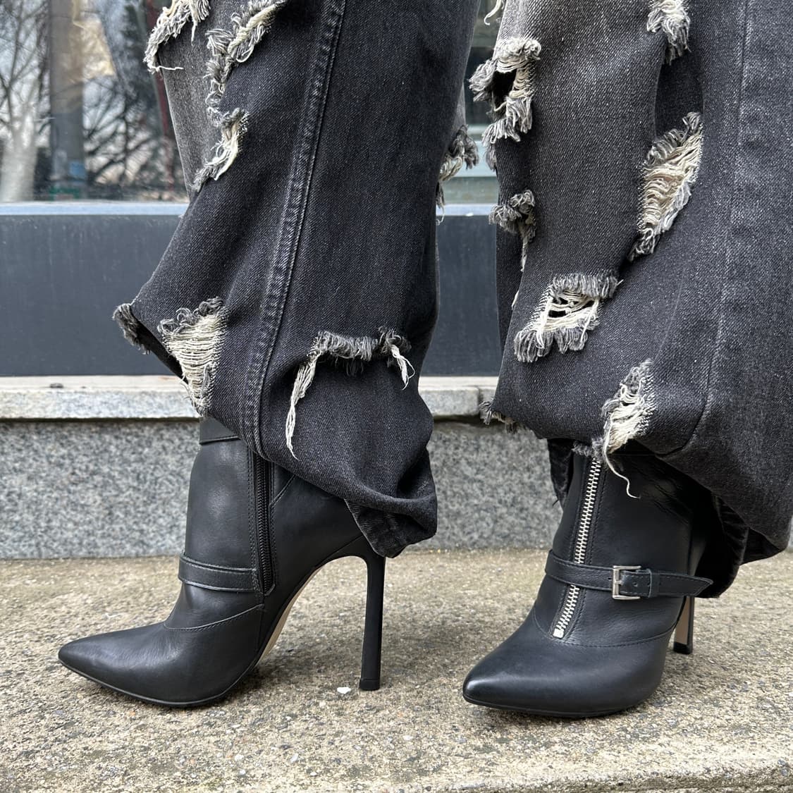 00s 게스 가죽 모토 하네스 포인트 부츠 상품이미지9