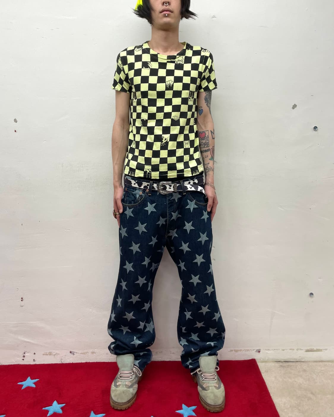 Green Checkerboard Skull T-Shirt 상품이미지4