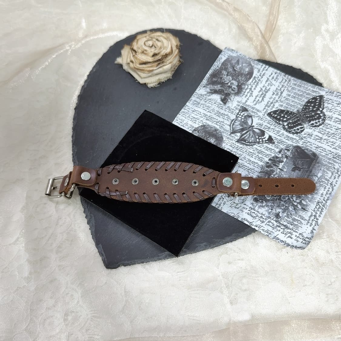 빈티지 unisex 고딕 쇠가죽 해골 시계줄 팔찌 상품이미지3