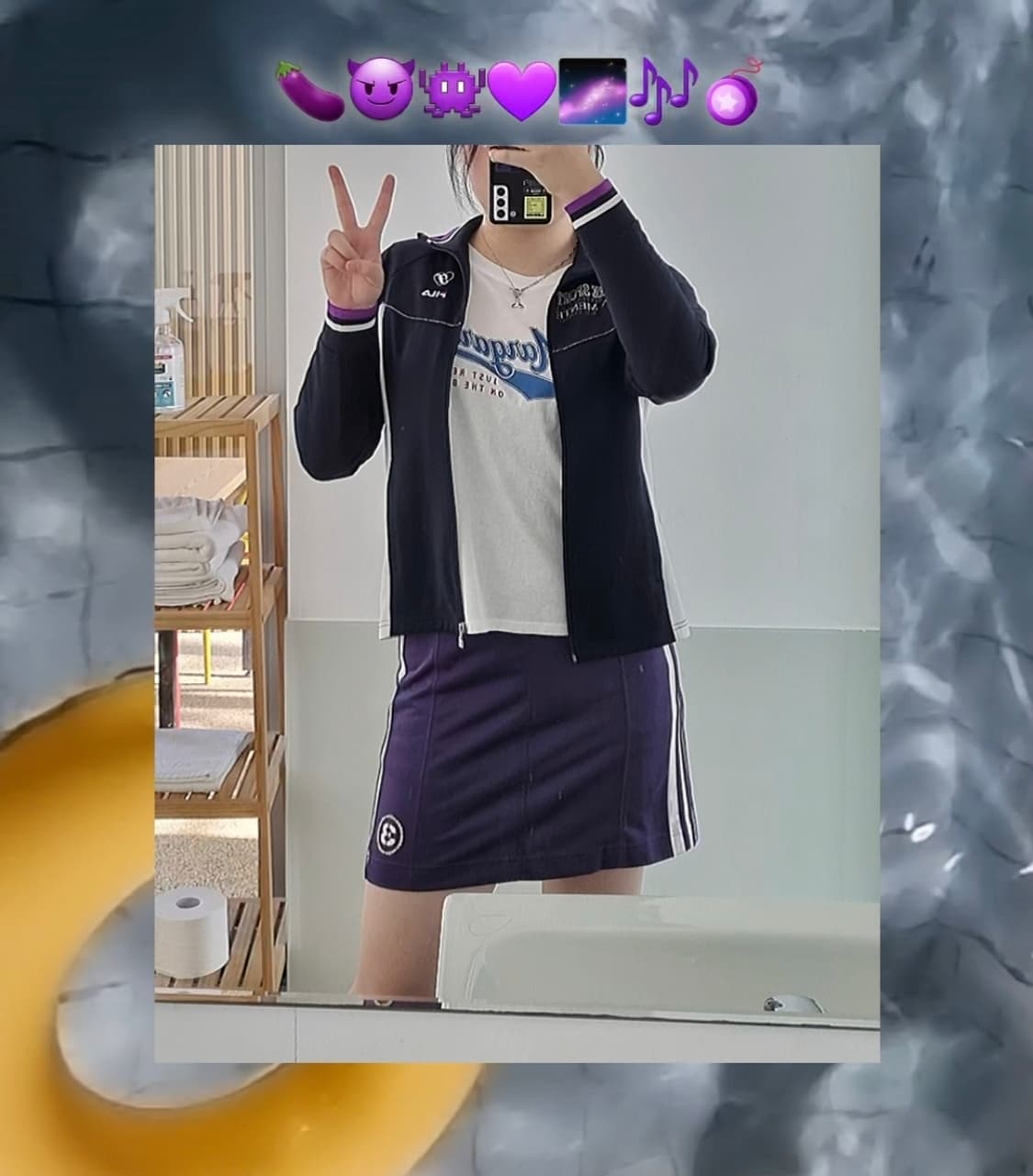 퍼플 스포티 코디 세트 (2벌) (휠라 져지, 아디다스 스커트) 상품이미지1