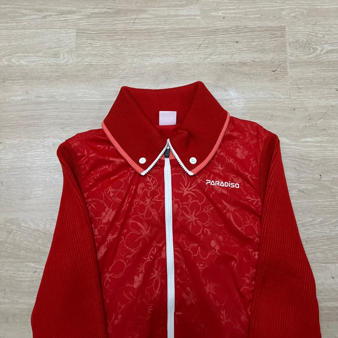 파라디조 여성 골프웨어 골프복 배색 방풍 집업니트 [레드] M/95 상품이미지2