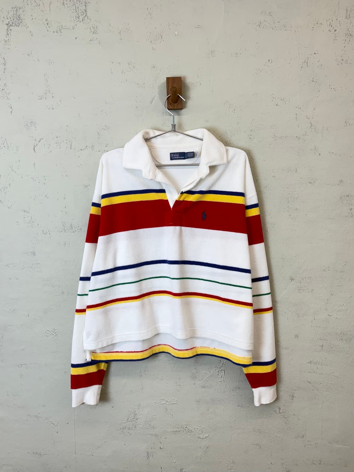 폴로랄프로렌 큐알라벨 스트라이프 테리 럭비 긴팔 카라티 상품이미지1