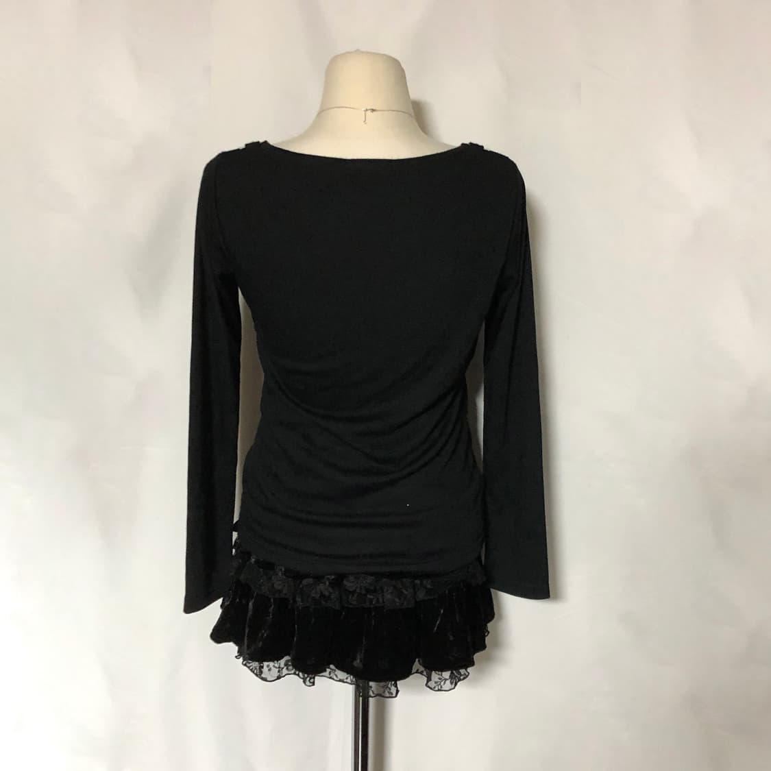 리본 레이스 탑 블랙 상품이미지6