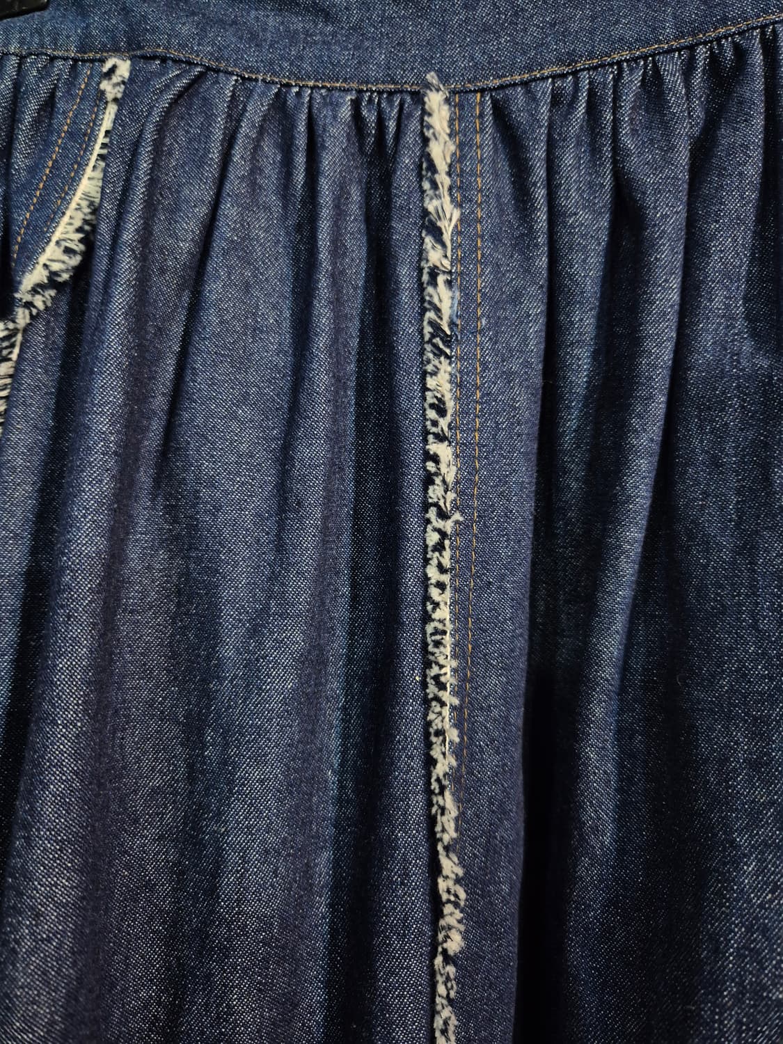 데님 롱 스커트 허리고무밴드 단면 36 77 88사이즈 상품이미지4