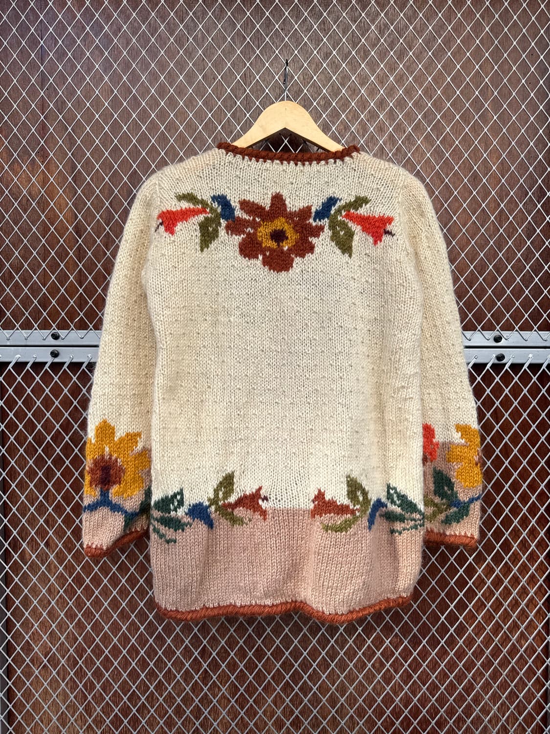 newari 뉴와리 빈티지 플라워패턴 핸디니트 울 가디건 M 상품이미지6