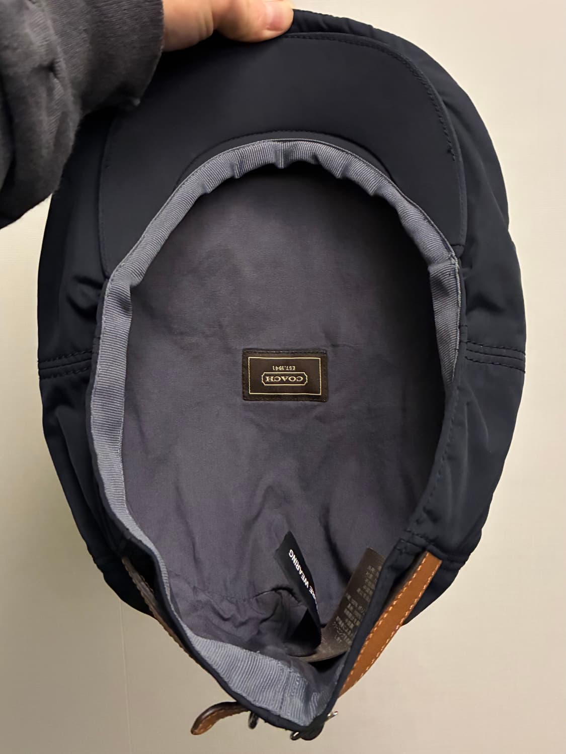 (XL)COACH 코치 폴리 레더스트랩 헌팅캡 베레모 모자 상품이미지8