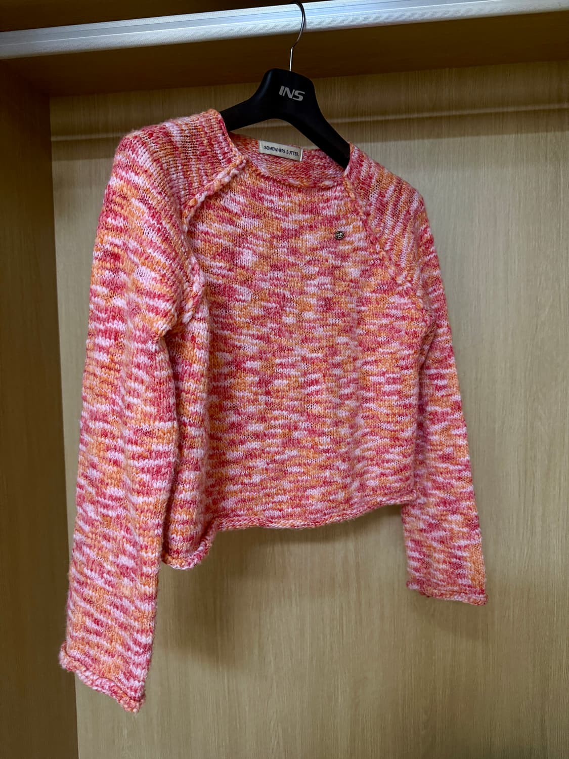 썸웨어버터 믹스 래글런 니트 레드  상품이미지2