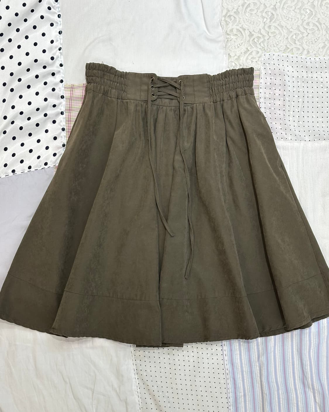 코르셋 카키 스커트 상품이미지4