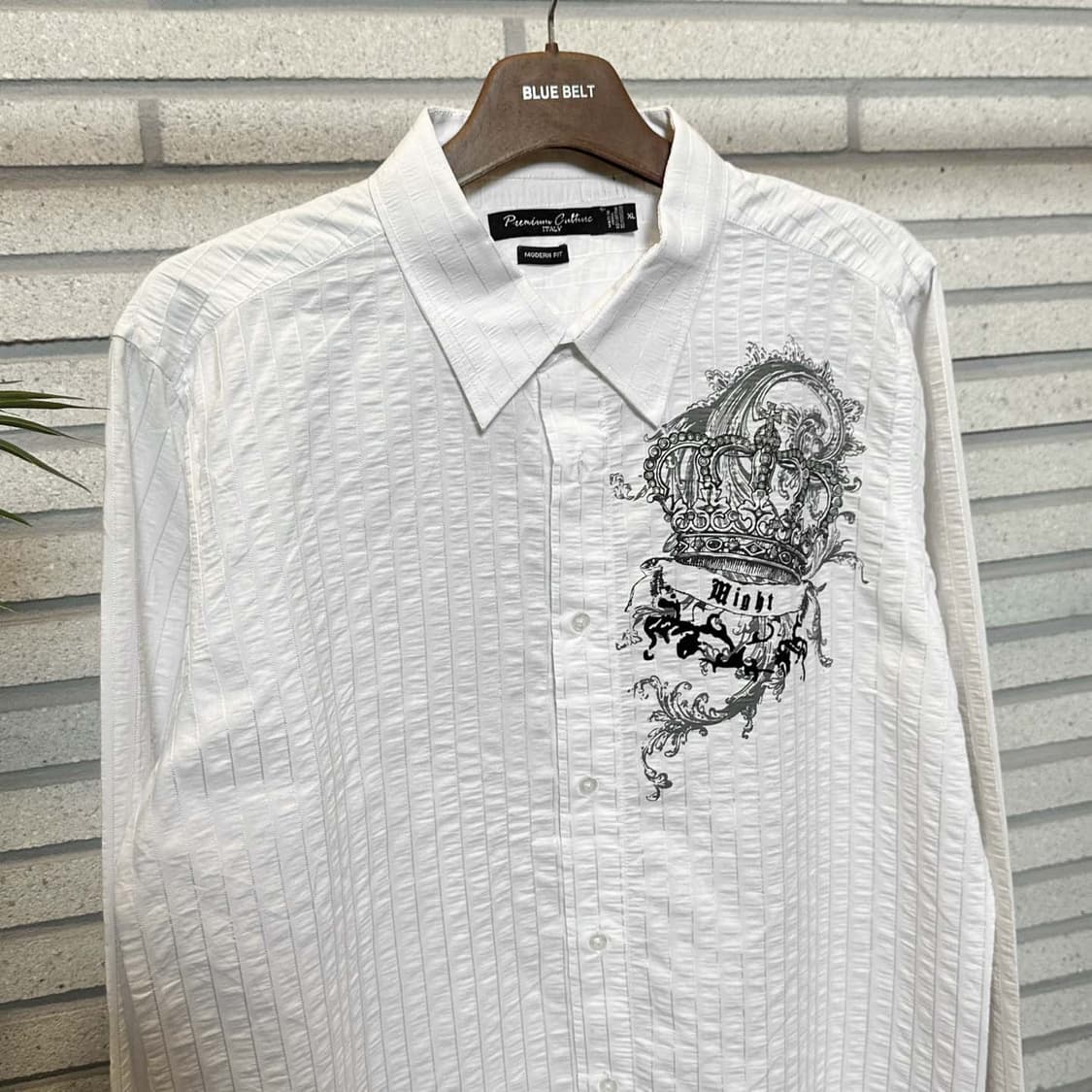 ITALY VINTAGE 셔츠 엠보 텍스쳐 그래픽 프린트 디테일 화이트 상품이미지4