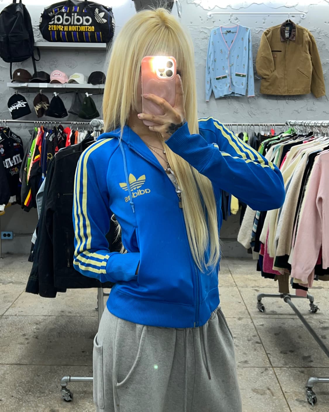 착샷O 아디다스 블루골드 후드져지 상품이미지7