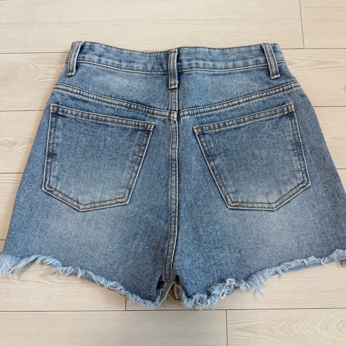 언발 컷팅 숏 데님팬츠 반바지 상품이미지2