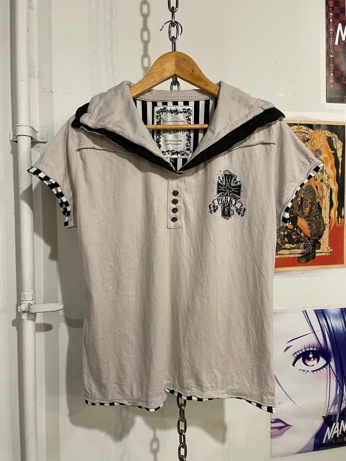 dig deep 디그딥 와이어 카라 스컬 프린팅 티셔츠 펑크 상품이미지5