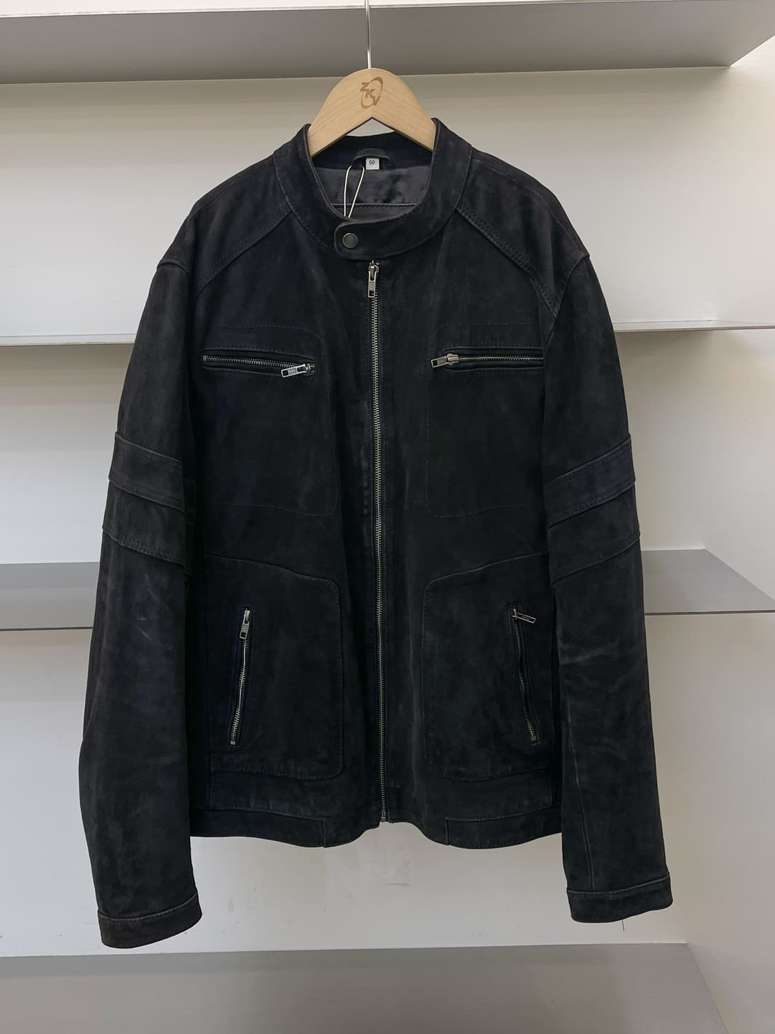 캘빈 클라인 스웨이드 레더 바이커 집업 자켓 상품이미지1