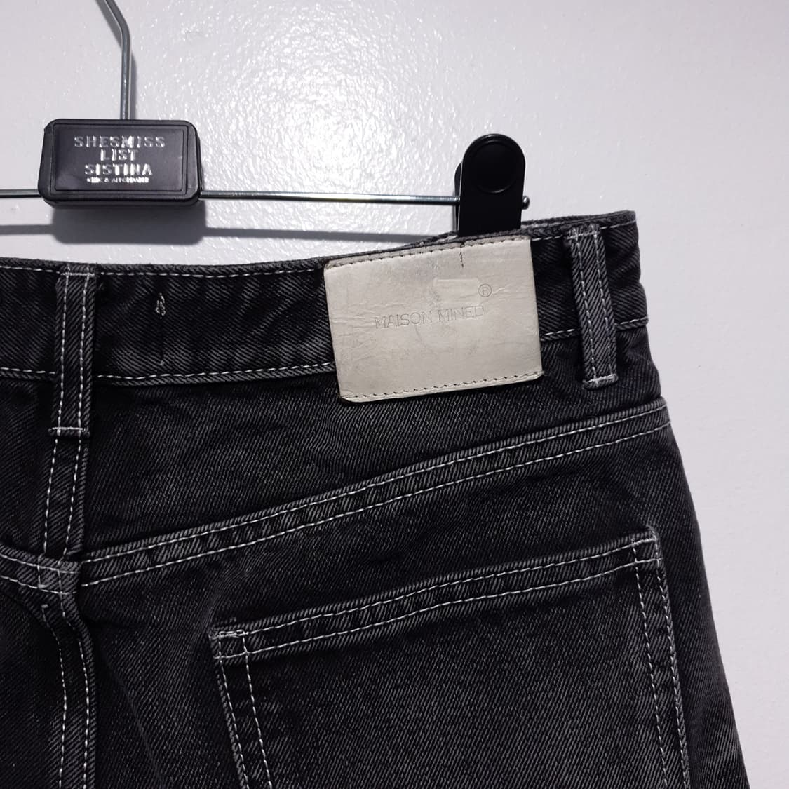 메종미네드 모랄 폭스 절개 흑청 워싱 데님 팬츠 바이커 청바지 30-31 상품이미지10