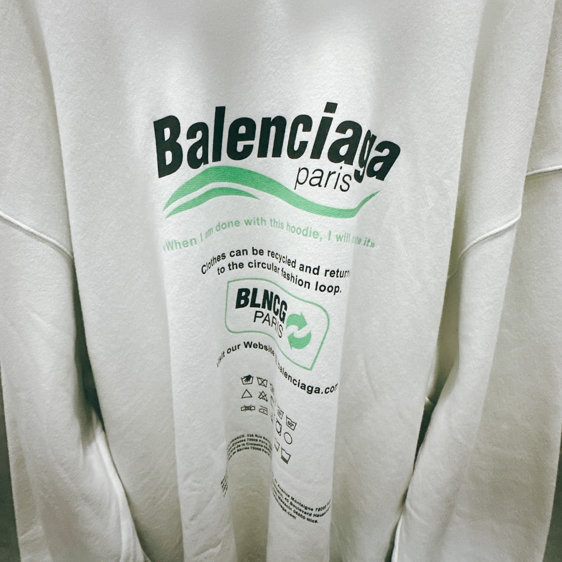 발렌시아가 유니핏 화이트 오버사이즈 후드  상품이미지2