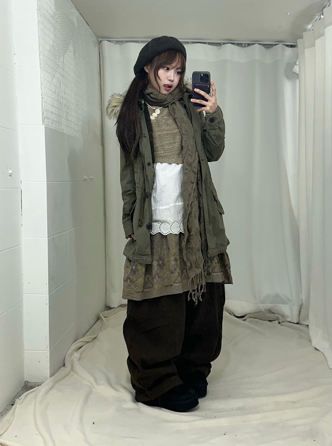 카키 고전 모리걸 야상 코디세트 상품이미지2