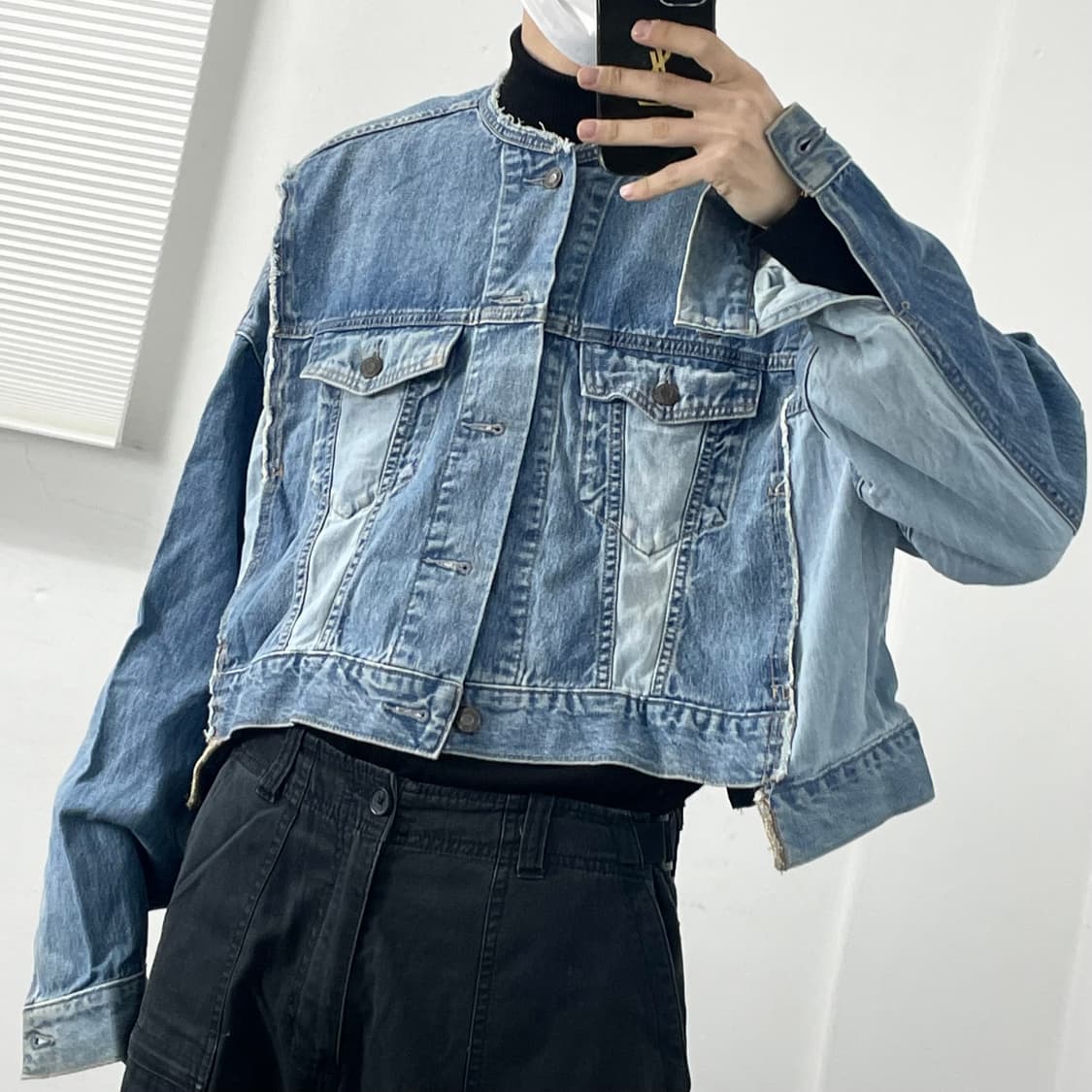 니코앤드 패치워크 크롭 데님 트러커 자켓 상품이미지1