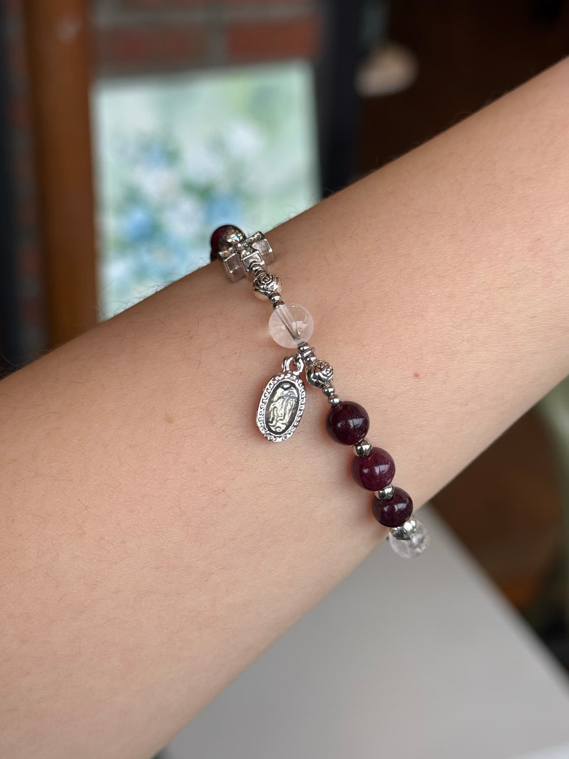 (맞춤) 천연석 가넷 백수정 묵주팔찌 원석팔찌 상품이미지5