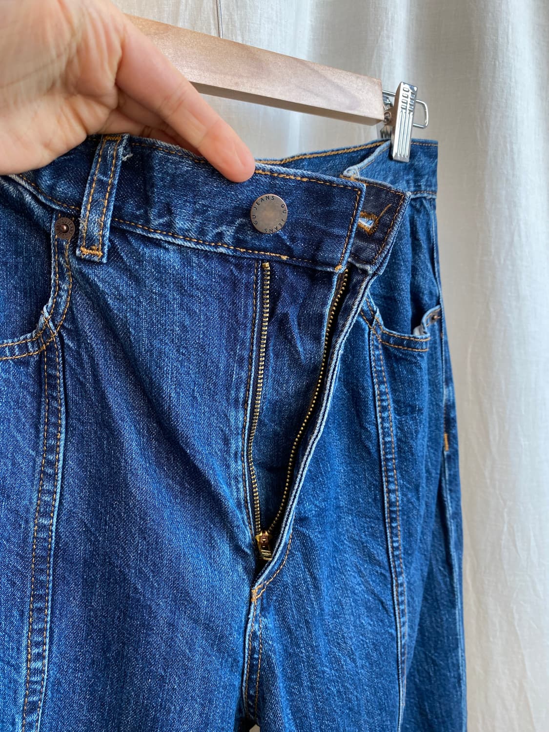 GU 하이웨이스트 진청팬츠(L) 상품이미지6