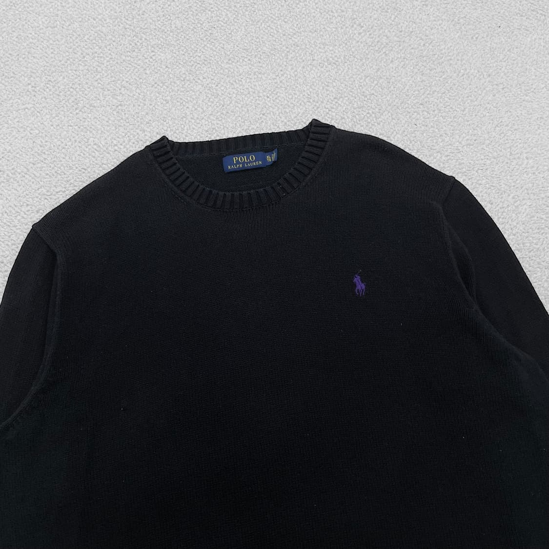 폴로 랄프로렌 포니 로고 코튼 라운드 니트 블랙 상품이미지2