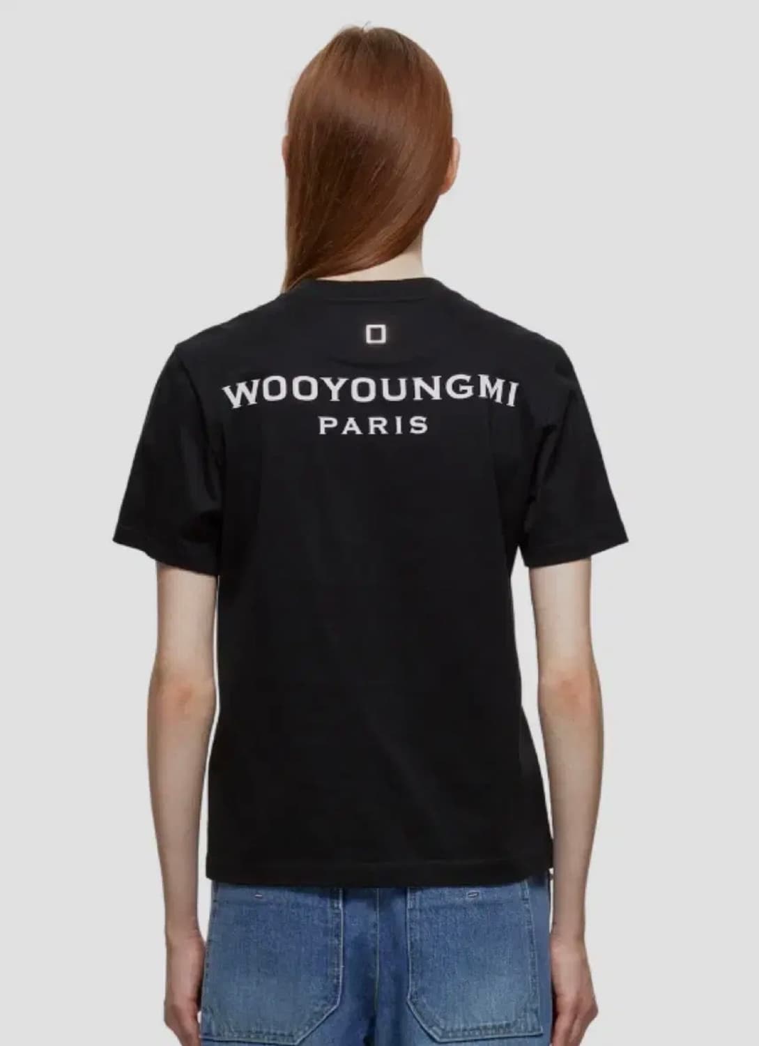우영미 블랙 코튼 백로고 티셔츠 상품이미지1
