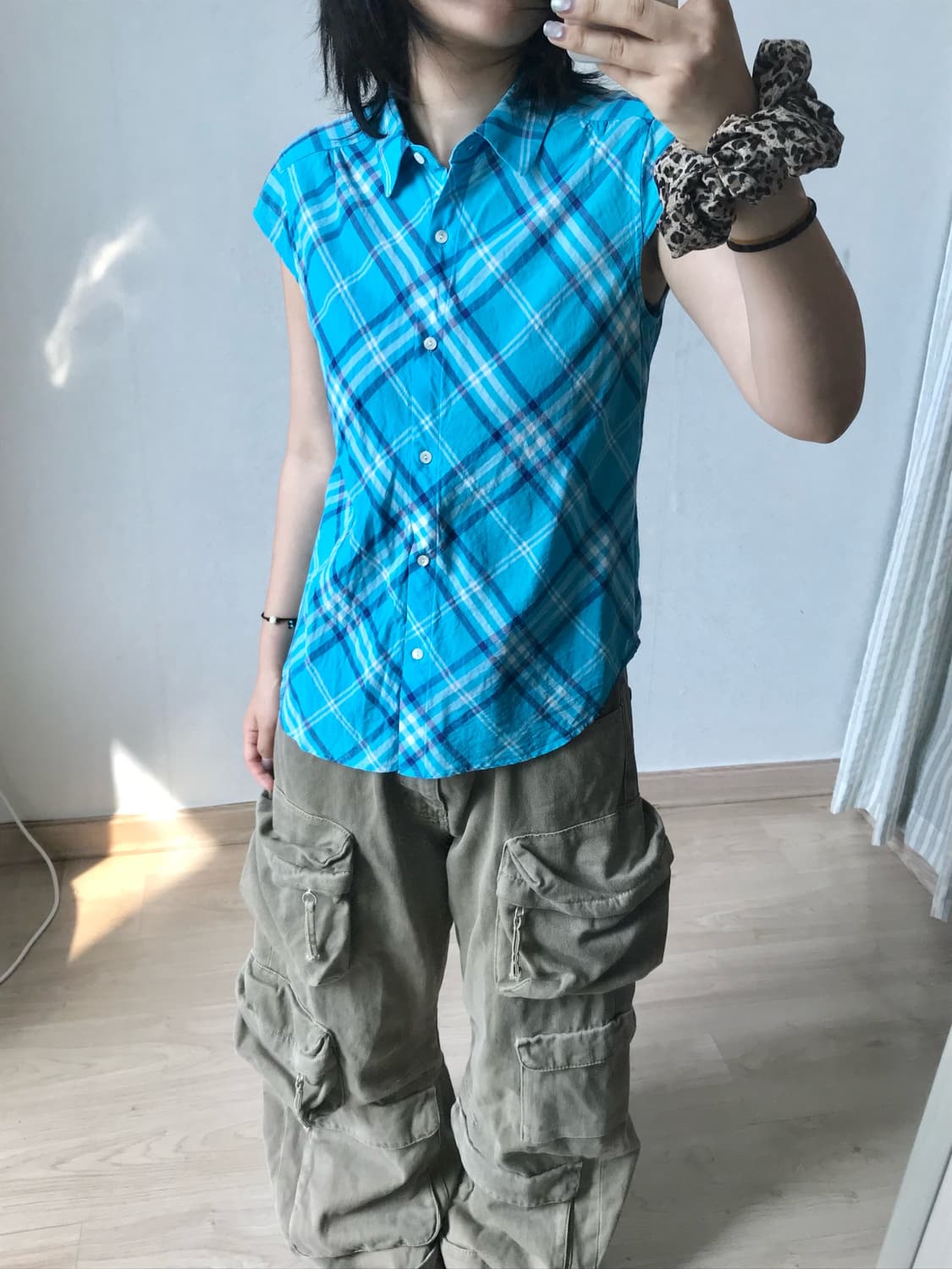 Beanpole blue checkered half shirt 상품이미지4