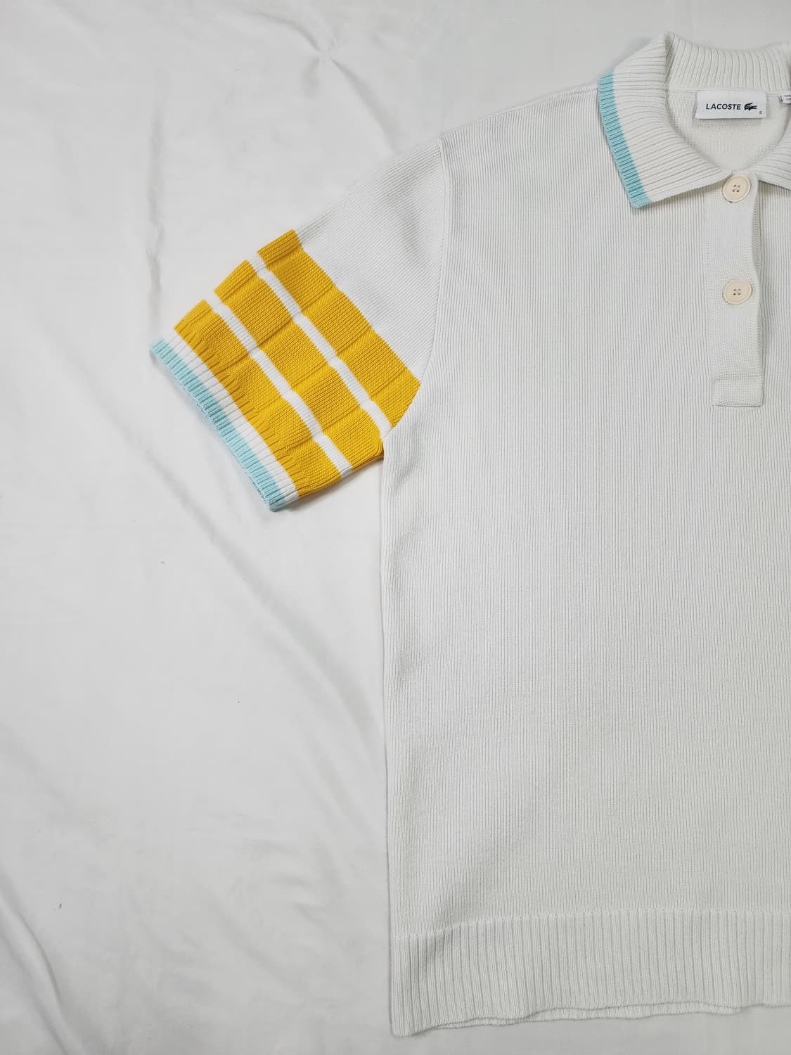 라코스테 우먼 컬러블록 스웻 폴로 니트 반팔 카라티 상품이미지4