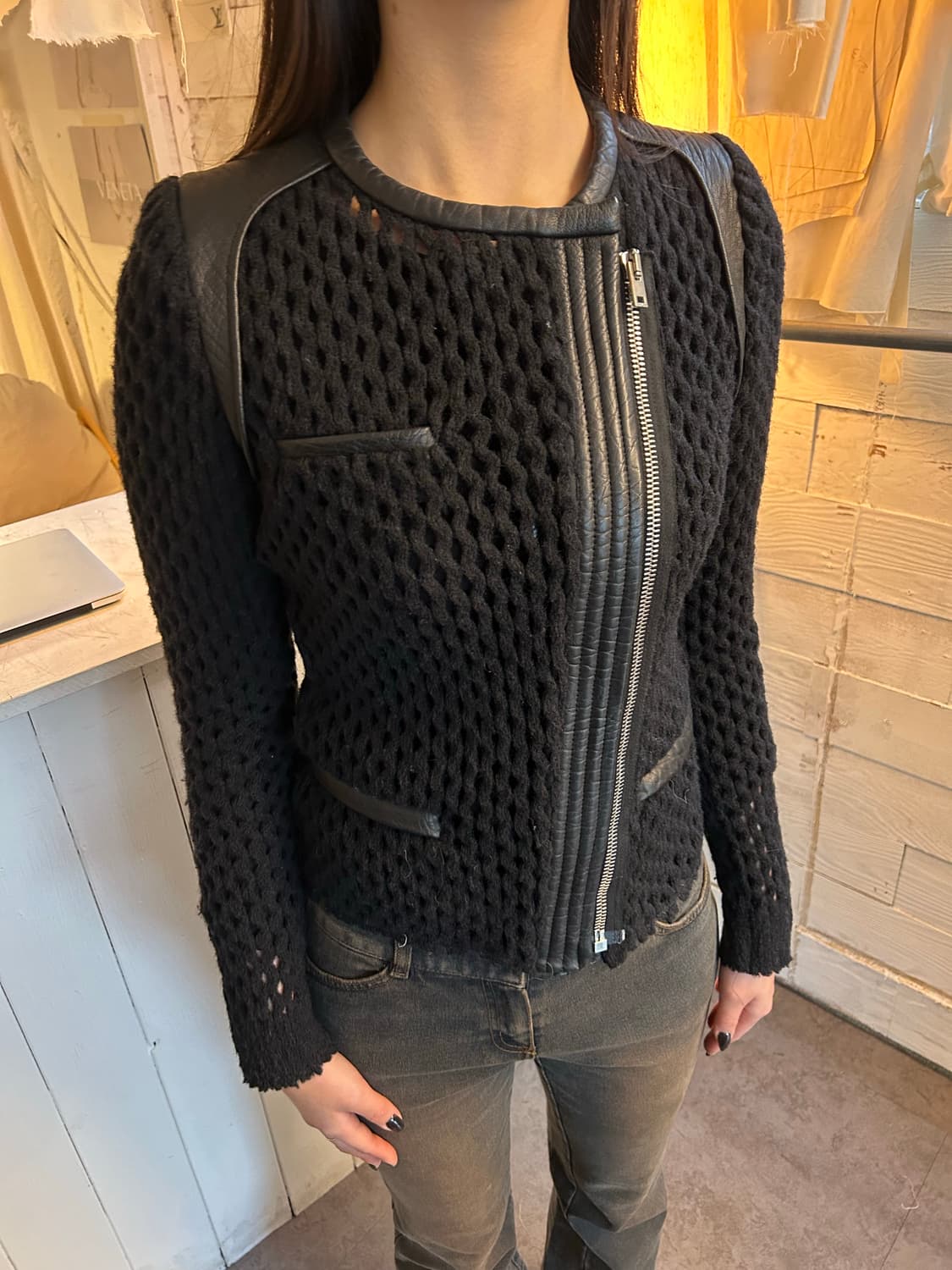 IRO leather knit zip up 상품이미지1