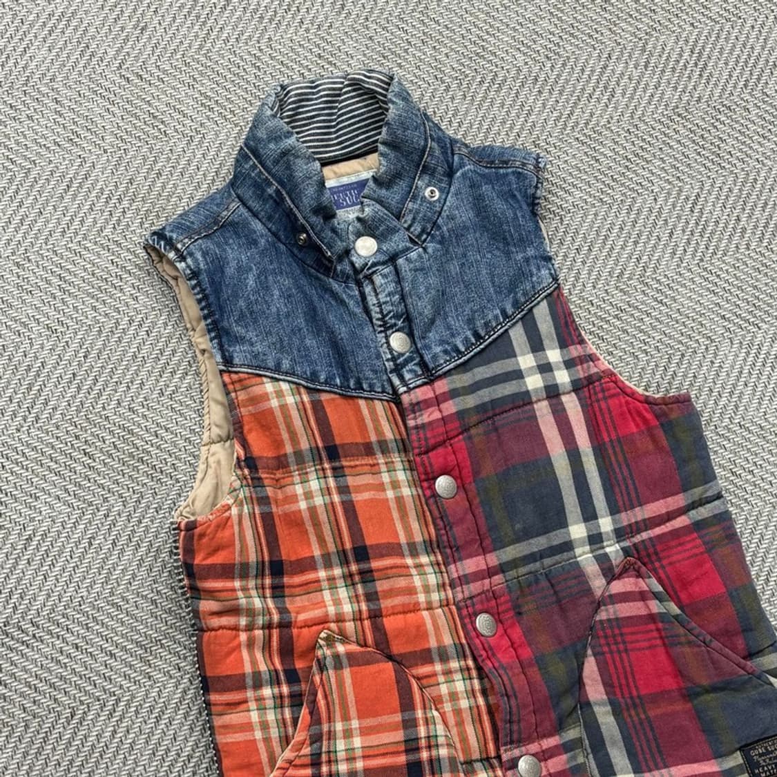 CUBE SUGAR 데님 체크 베스트 v0365 상품이미지3