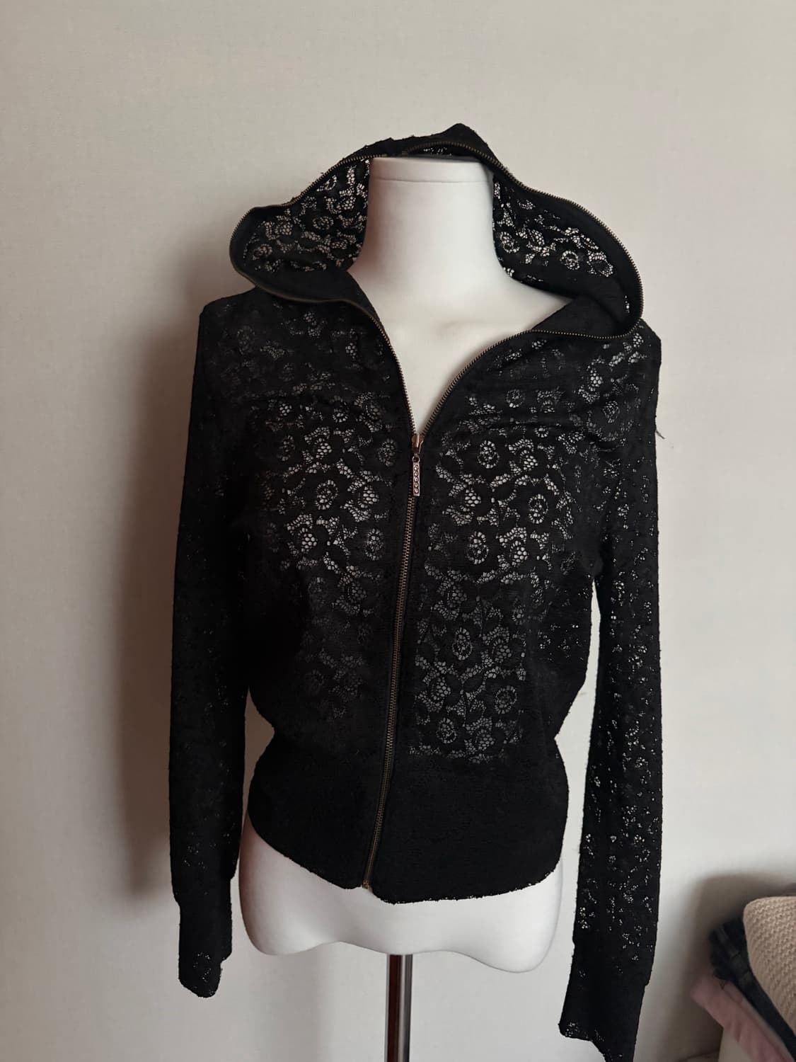 빈티지 레이스 큐빅 후드집업 상품이미지2