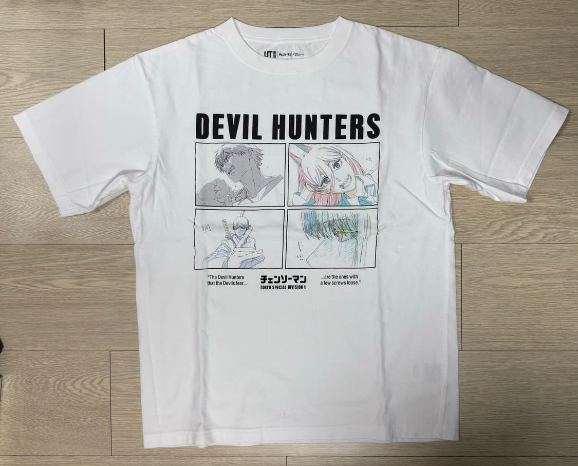 유니클로 UT x 체인소맨 티셔츠 화이트 L 상품이미지2