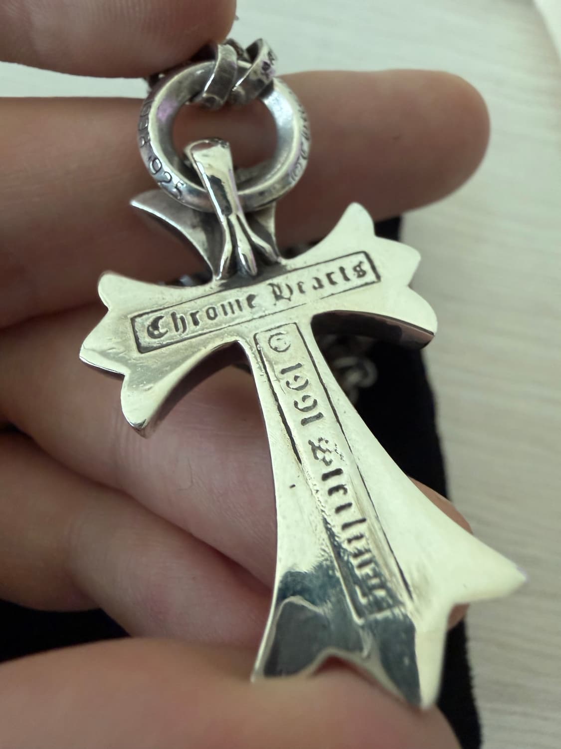 크롬하츠 스몰 크로스 페이퍼체인 일체형 상품이미지3