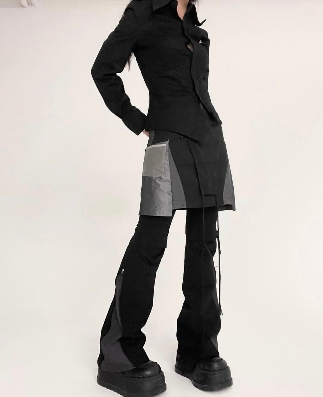 toyosat 도요샛 빈티지 블랙 컷팅 셔츠 상품이미지3