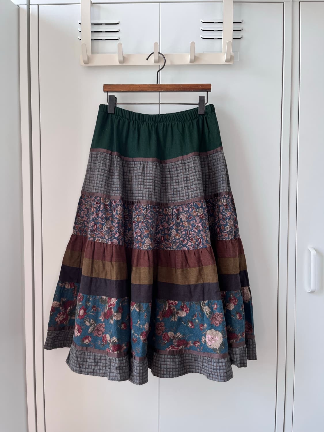 Vintage 그린 잔꽃 모리걸 패치 스커트 상품이미지4