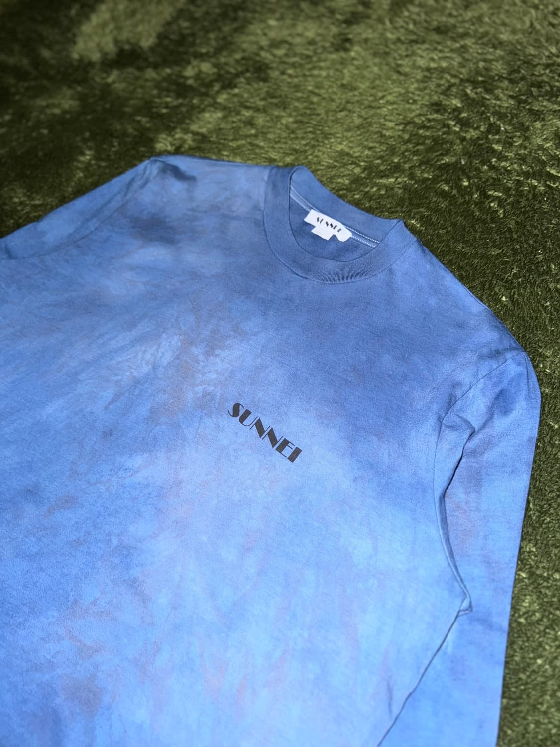 [M] SUNNEI 써네이 핸드 다잉 로고 프린트 롱슬리브 인디고 상품이미지2