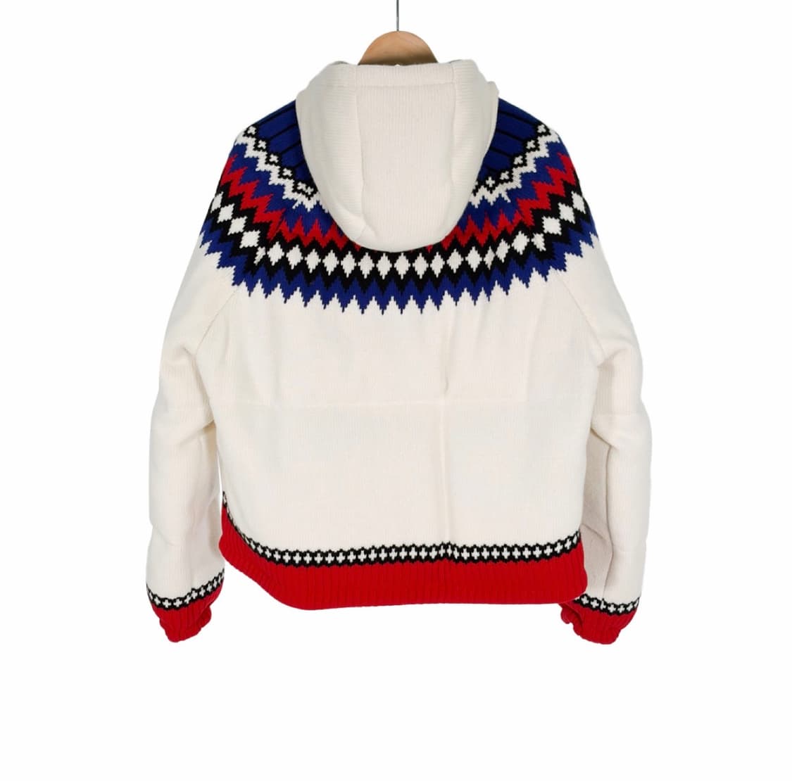 [M] 프라다 자수로고 울 캐시미어 니트 다운 후드 패딩 자켓 화이트 상품이미지2