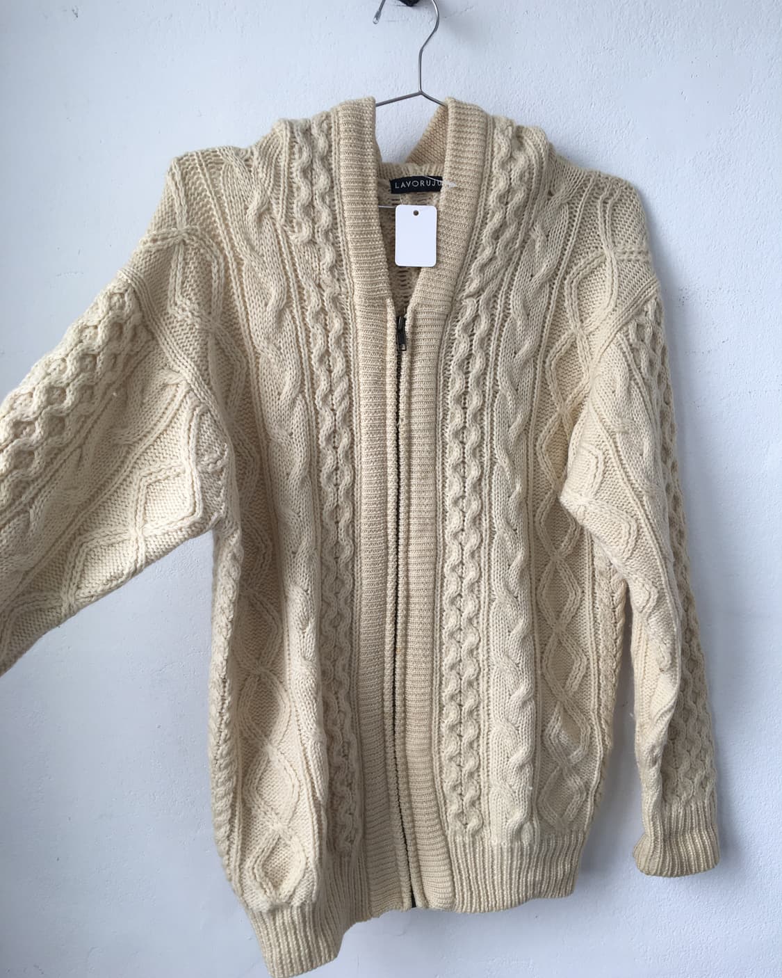 Woolen knit cable hood zip up 상품이미지5