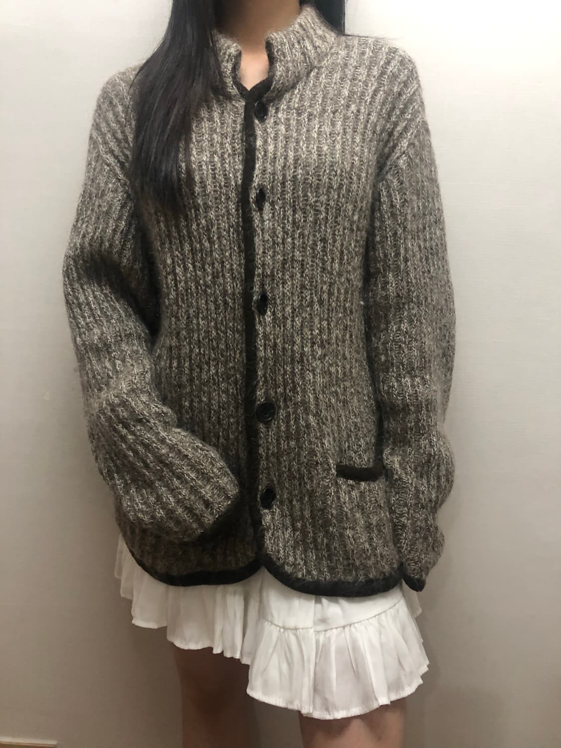 빈티지 그레이 울 니트집업 상품이미지1