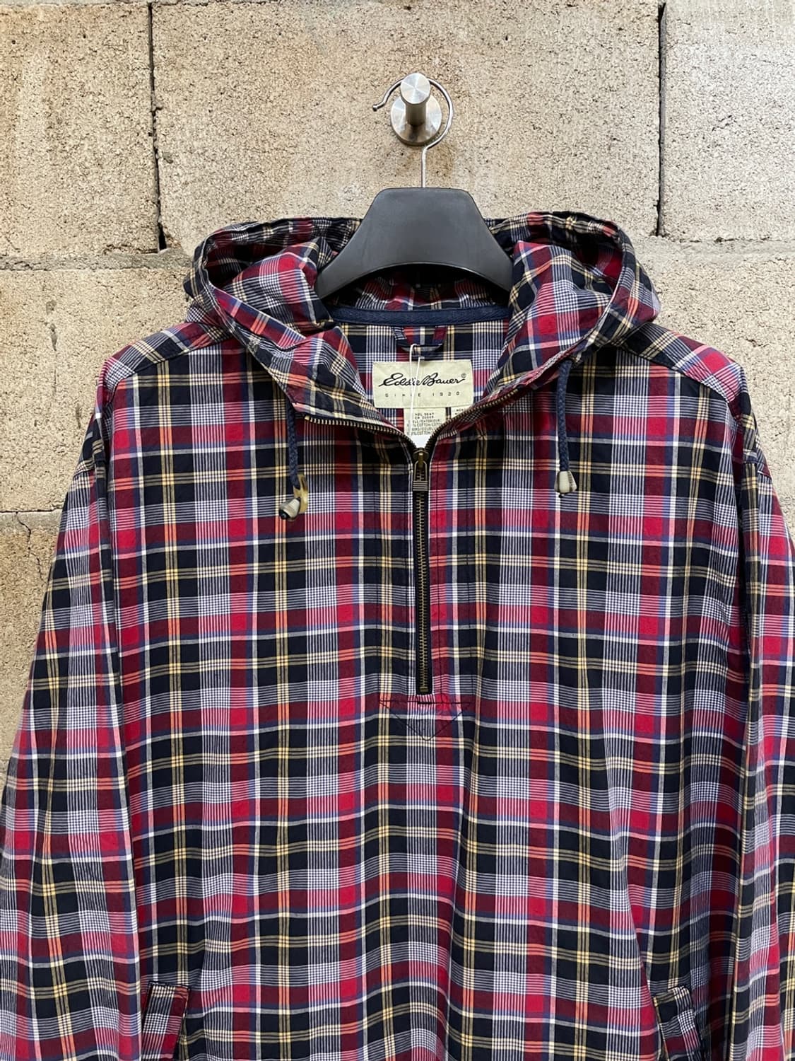 에디바우어 체크 아노락 후드 자켓 상품이미지2