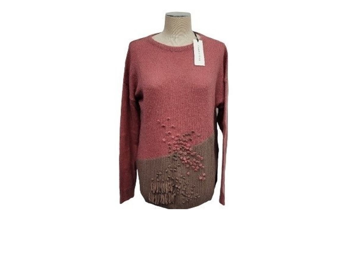 이태리 CARACTERE 까라떼레 투톤 포인트장식 니트 M 새상품
 상품이미지1