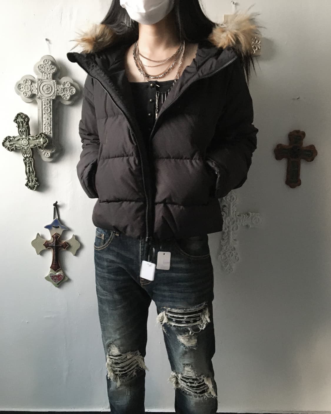 fake fur hood jumper 상품이미지1