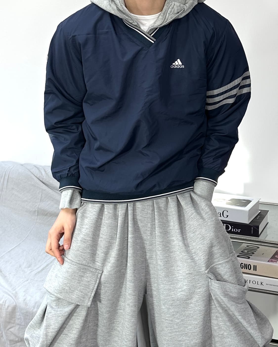 아디다스 네이비 우븐 웜업 155 상품이미지2