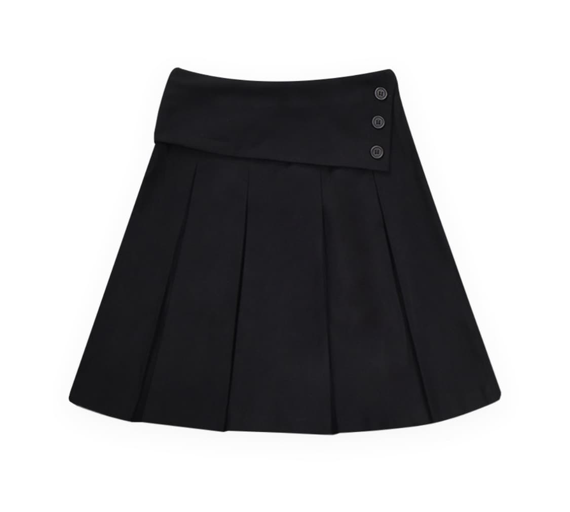 FOLDED WAIST PLEATS WOOL SKIRT 상품이미지1