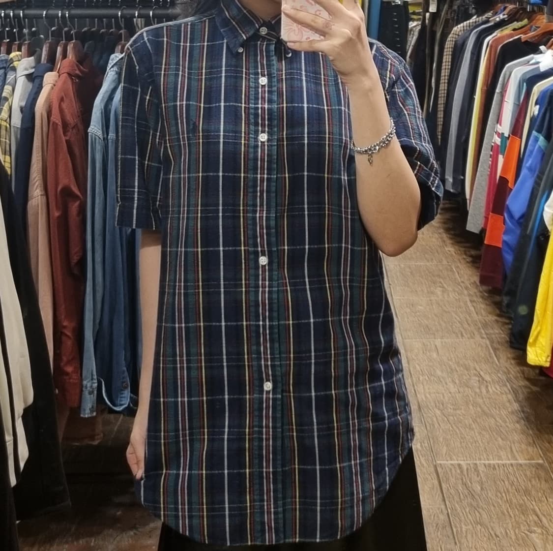 [Hi] 폴로 체크 반팔셔츠 네이비 상품이미지3