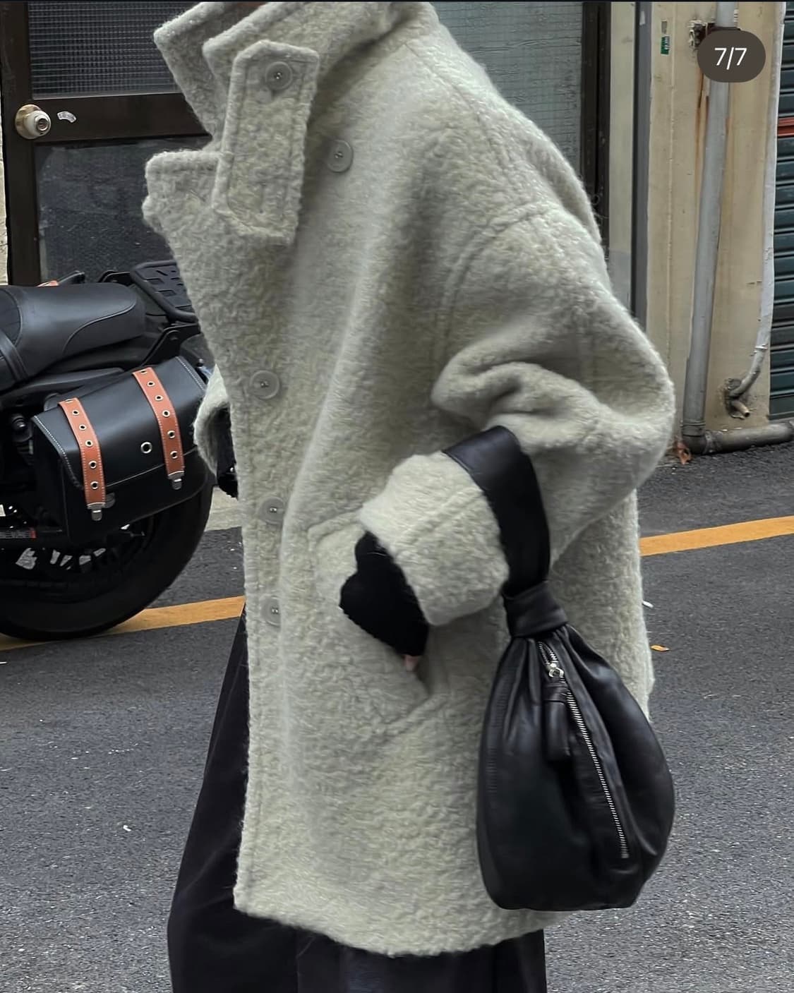 알파카 싱글 피코트 크림그레이 상품이미지7