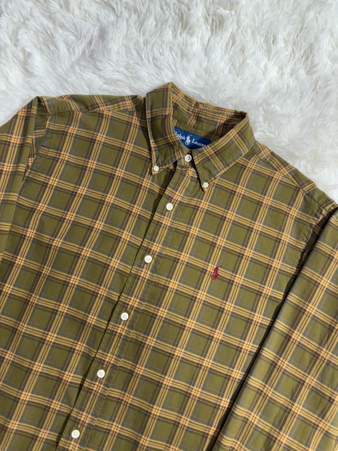 폴로 랄프로렌 버건디 포니 체크셔츠  상품이미지4